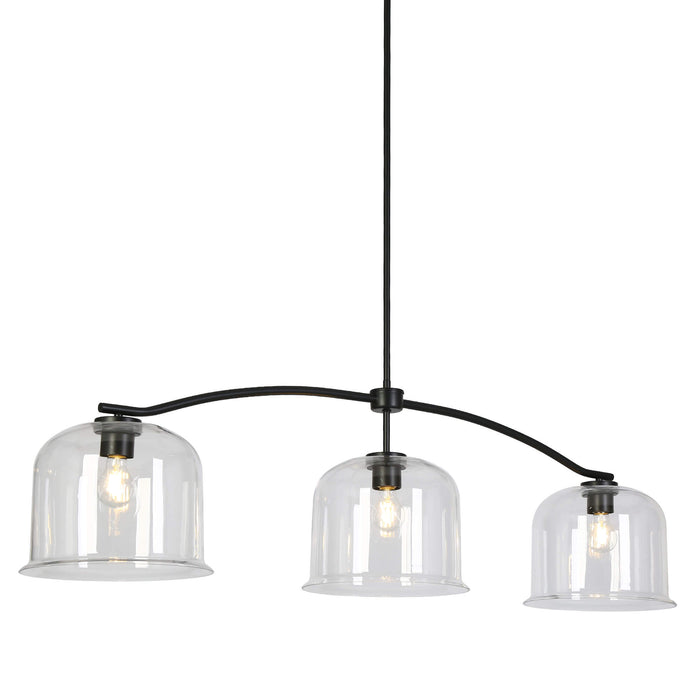 Faylora 3-Light Black Linear Island Light Glass Chandelier