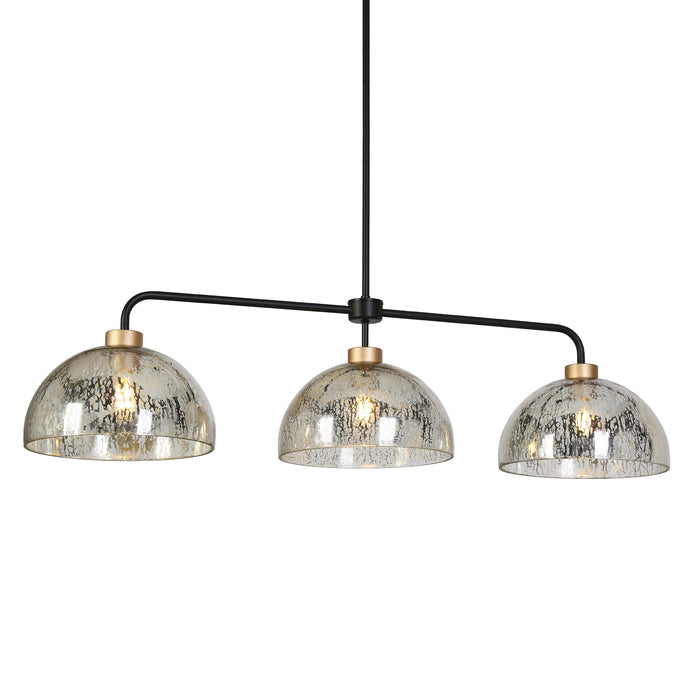 Brinor 3-Light Black and Gold Mercury Glass Island Light