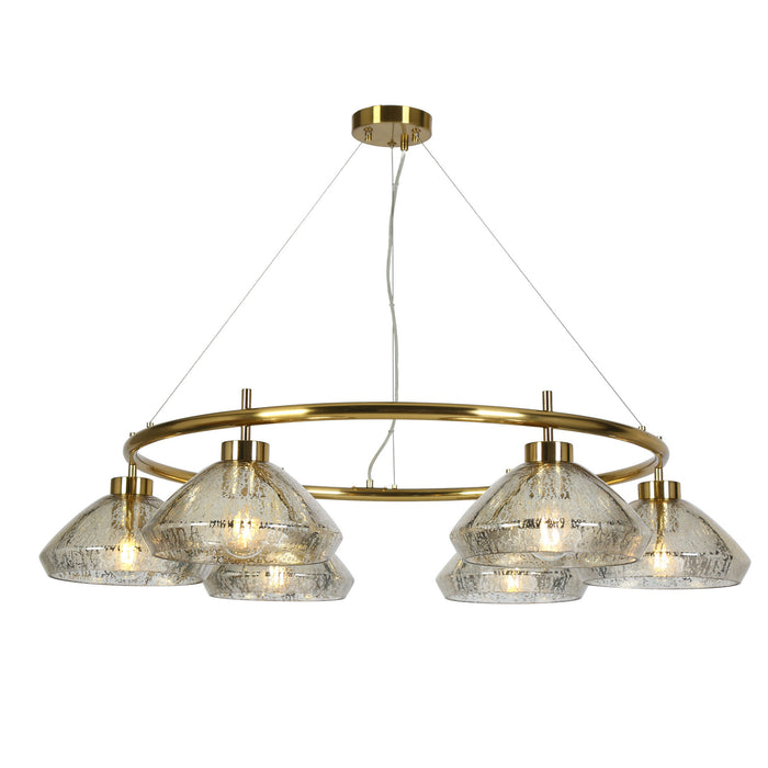 Brinor 6-Light Brass Mercury Glass Chandelier