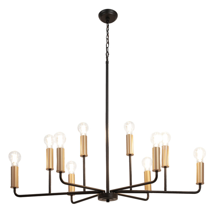 Ravirea 10-Light Black and Gold Chandelier