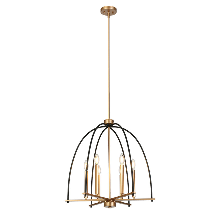Ravirea 6-Light Black and Gold Dome Chandelier
