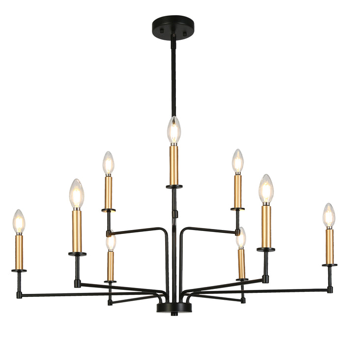 Ravirea 9-Light Black and Gold Candlestick Chandelier