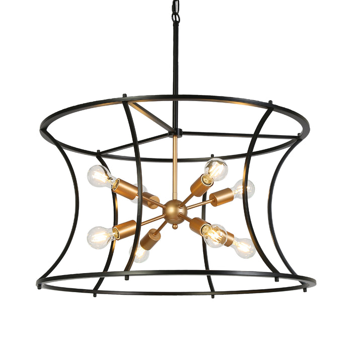Ravirea 8-Light Black and Gold Drum Chandelier