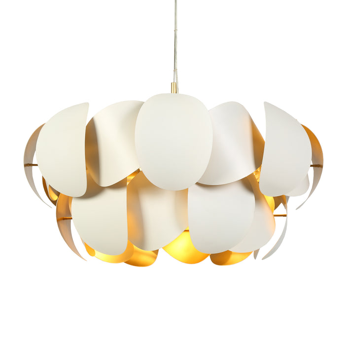 Aurvia 8-Light White and Gold Chandelier
