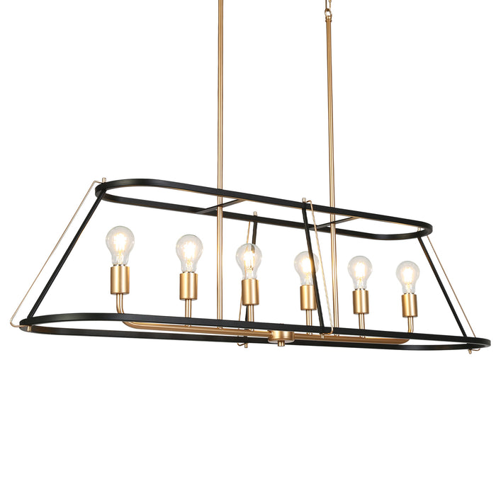 Ravirea 6-Light Black and Gold Island Light