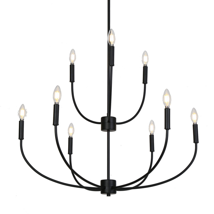 Dusarry 9-Light Black Metal Tiers Chandelier