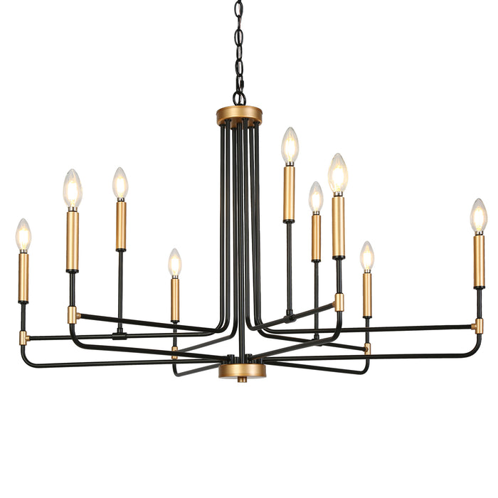 Ravirea 9-Light Black and Gold Chandelier