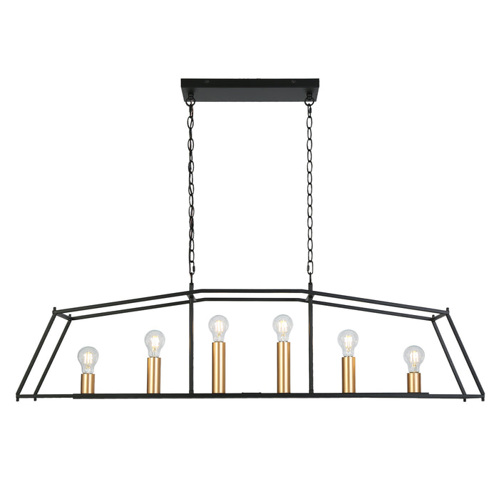 Ravirea 6-Light Black and Gold Island Light