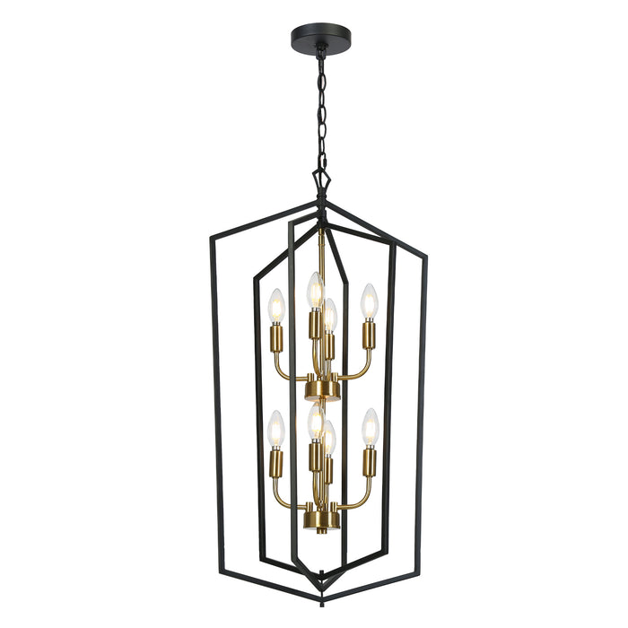 Noirel 8-Light Black and Brass Chandelier