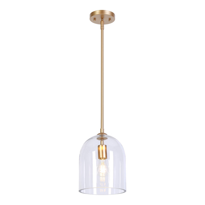 Fayrion 1-Light Gold Glass Bell Pendant Light