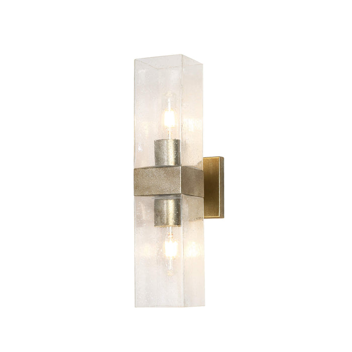 Melorin 2-Light Antique Silver Foil Seeded Glass Wall Sconce