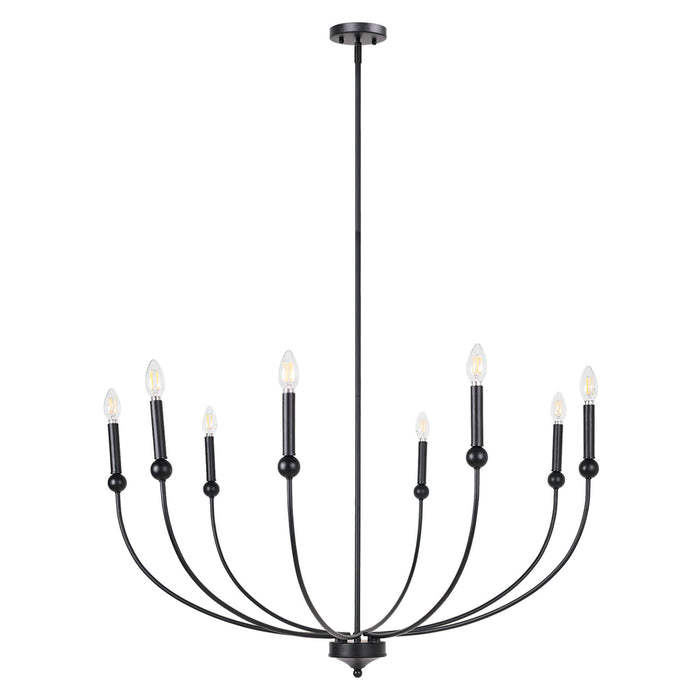 Nuvina 8-Light Black Candle Curve Arm Classic Chandelier