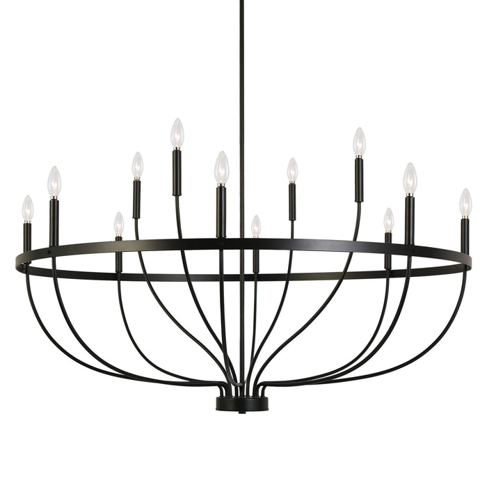 Nuvina 12-Light Black Candle Curve Arm Classic Chandelier