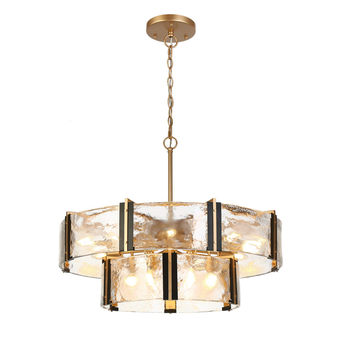 Velora 15-Light Gold and Black Glass Chandelier