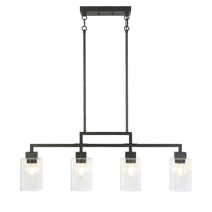 Tovarel 4-Light Black Glass Island Light