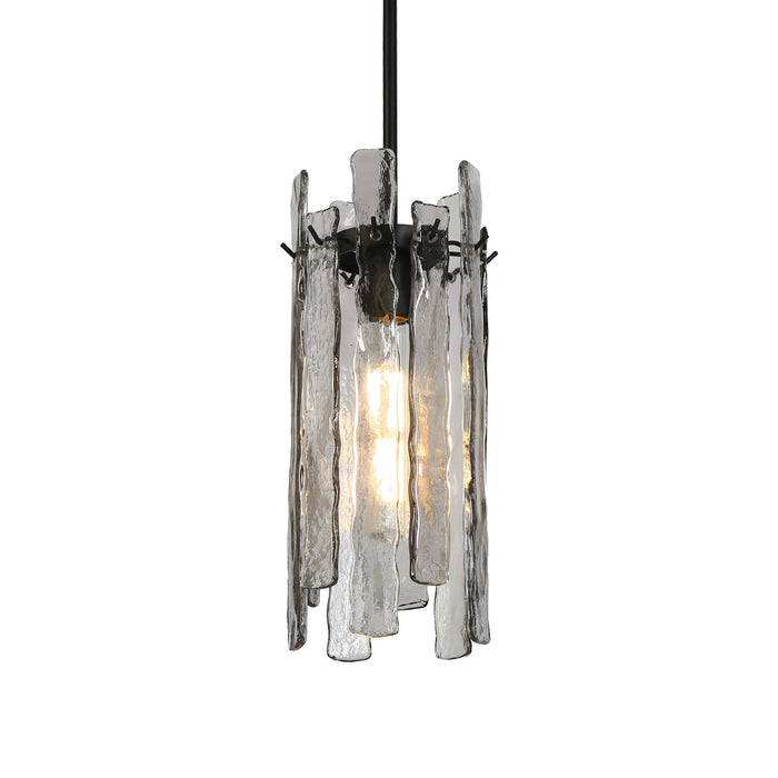 Lumira 1-Light Textured Smoky Gray Pendant Light