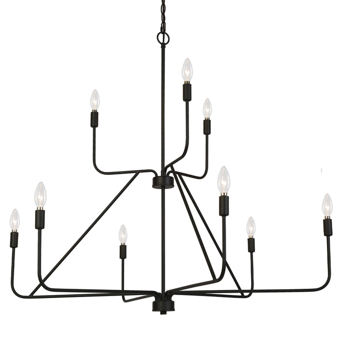 Nuvina 9-Light Black Candle 2-Tierd Chandelier