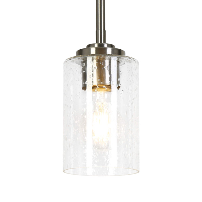 Illiora Modern 1-Light Mini Pendant Light with Seeded Glass Shade, Nickel, Commercial Use