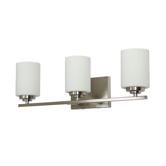 Brilora Modern 3-Light Bathroom Vanity Light with Frosted Glass Shades, Brushed Nickel