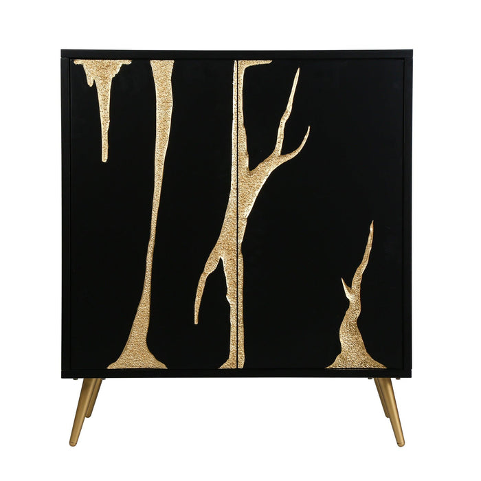 Black Gold Accent Cabinet with 2 Doors - Belles Lighting