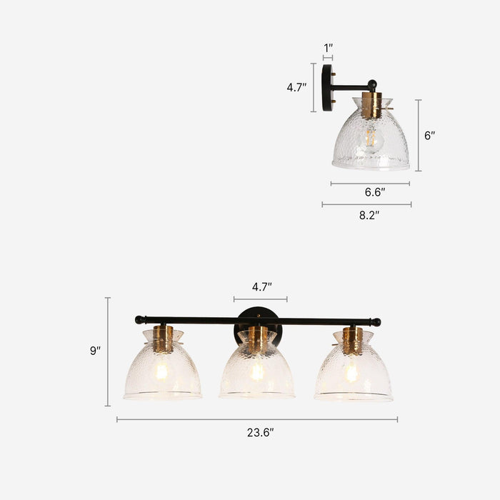 Xelovan 3-Light Black and Brass Bathroom Vanity Light