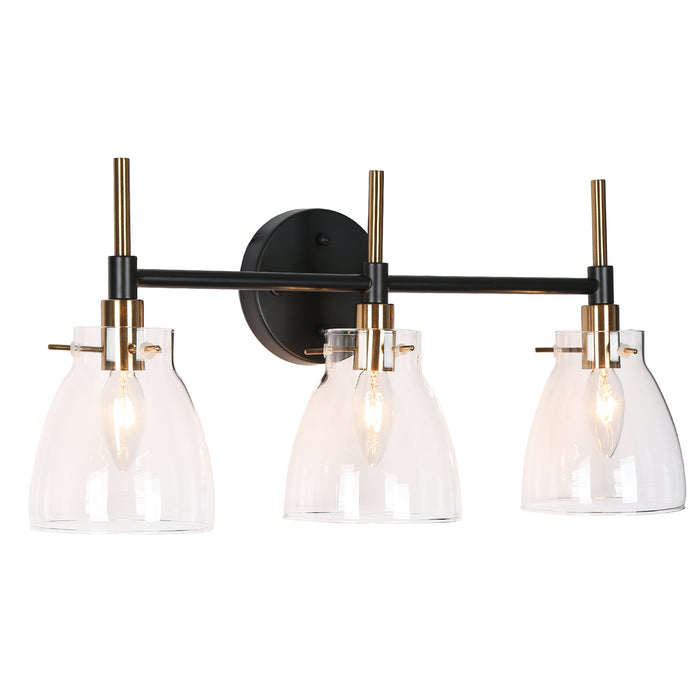 Aviana 3-Light Black and Brass Bathroom Vanity Light