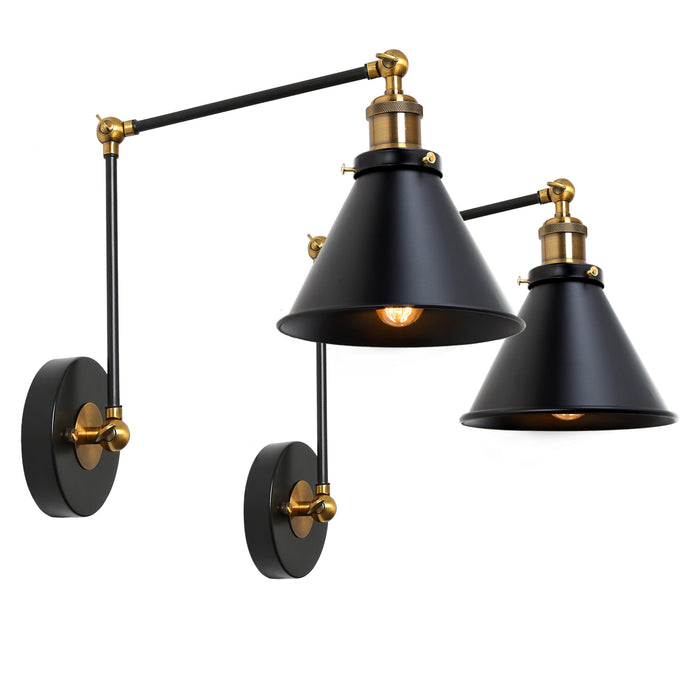 Wolemia 1-Light Black And Gold Swing Arm Lights Set of 2