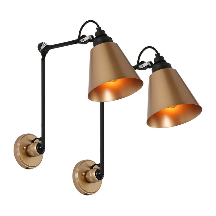 Celene 1-Light Black and Gold Swing Arm Lights Set of 2