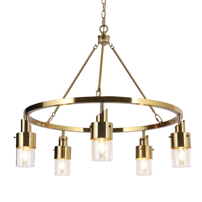 5-Light Gold Wheel Chandeliers - Belles Lighting