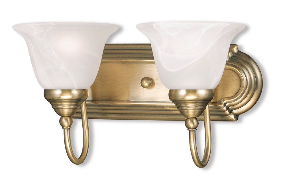 2 Light Antique Brass Bath Light