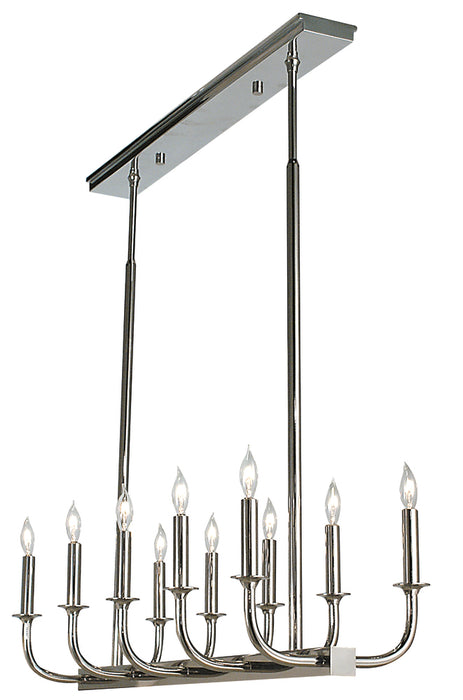 10-Light Polished Silver Moderne Dining Chandelier