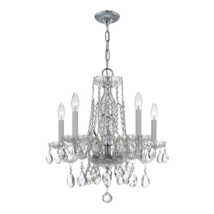 Traditional Crystal 5 Light Hand Cut Crystal Polished Chrome Chandelier