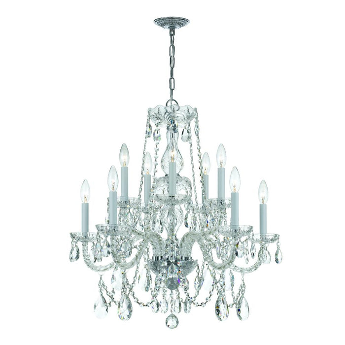 Traditional Crystal 10 Light Swarovski Strass Crystal Polished Chrome Chandelier