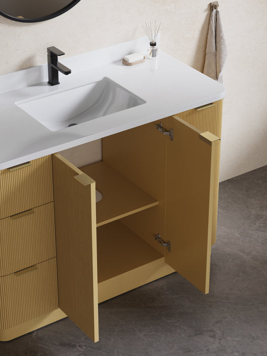 Calamigo 48" Bathroom Vanity with Single White Sink, Backsplash Included