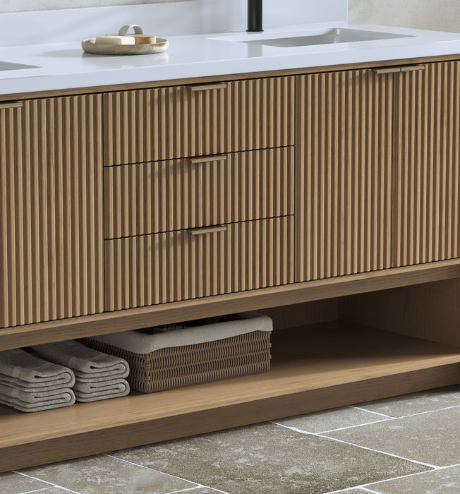 San Diego 72" Oak Gray Bathroom Vanity, Double Sinks