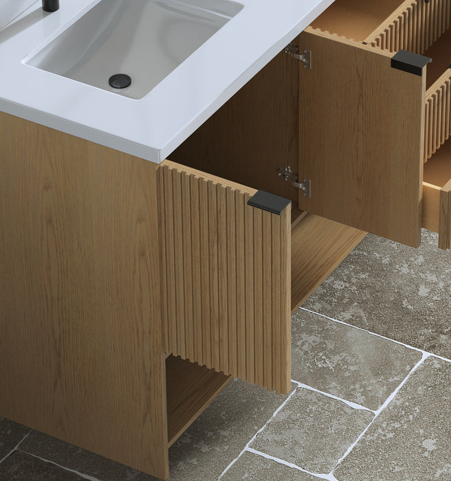 San Diego 72" Oak Gray Bathroom Vanity, Double Sinks