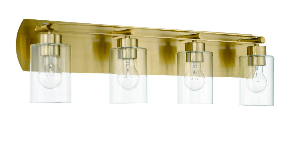 Hendrix 4 Light Vanity in Satin Brass — Belles Lighting