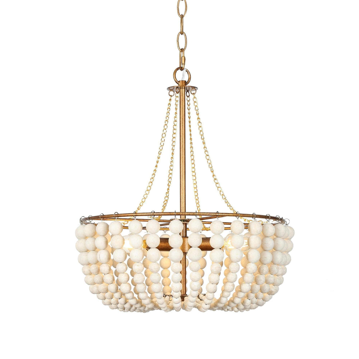 UOLFIN Bohemia Bead 3-Light Chandeliers Drum Bead, White Gold — Belles ...