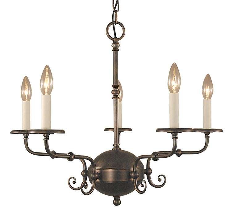 5-Light Antique Brass Jamestown Dining Chandelier