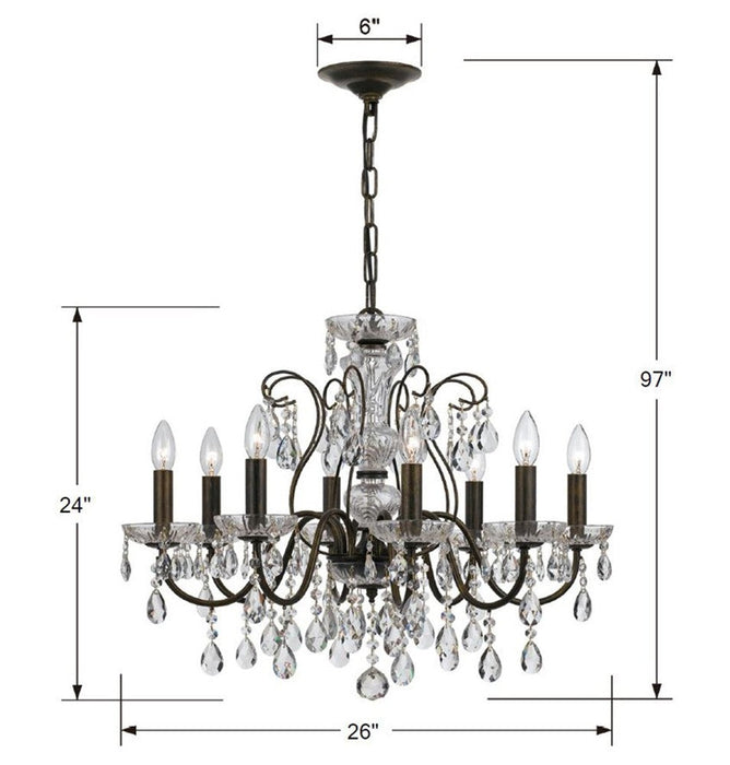 8 Light Crystal Bronze Chandelier