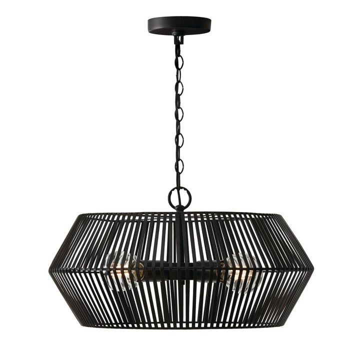 4-Light Angular Metal Pendant in Matte Black
