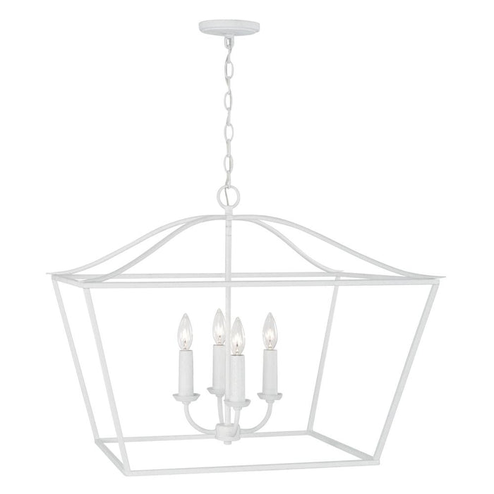 4-Light Foyer Pendant Lantern in Textured White