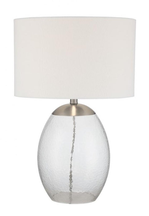 1 Light Glass/Metal Base Table Lamp in Brushed Polished Nickel