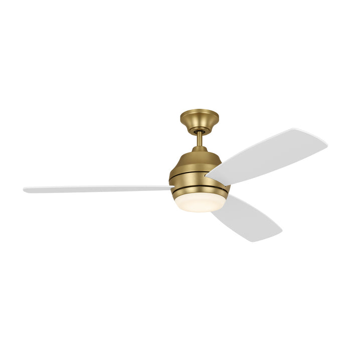 Ikon 52 LED Ceiling Fan in Burnished Brass with Matte White Blades and Light Kit