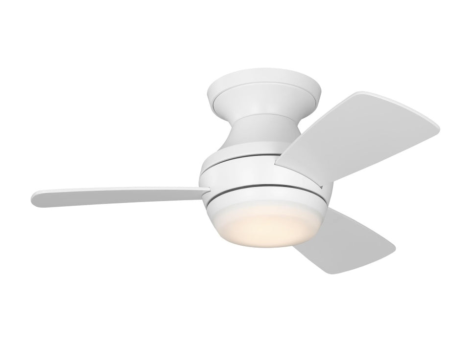 Ikon 32 Hugger LED Ceiling Fan in Matte White with Matte White Blades and Light Kit