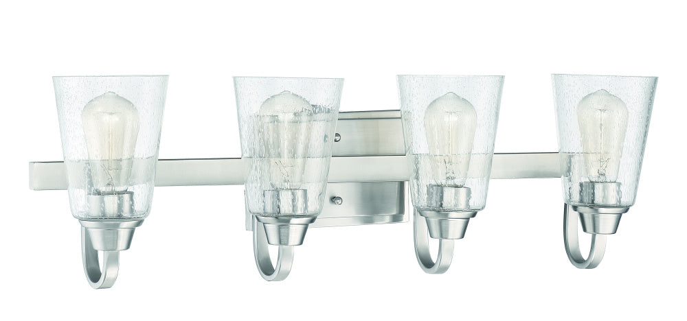 Grace 4 Light Vanity in Brushed Polished Nickel (Clear Seeded Glass)