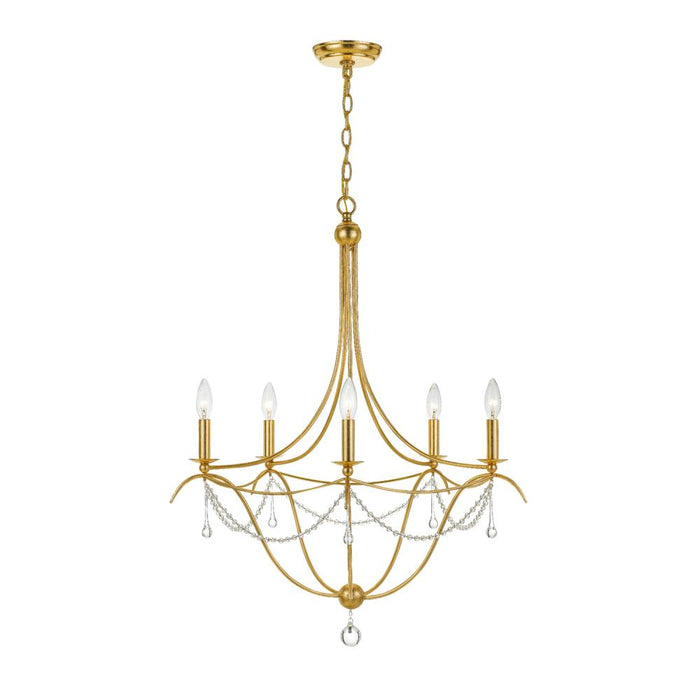 Metro 5 Light Antique Gold Chandelier