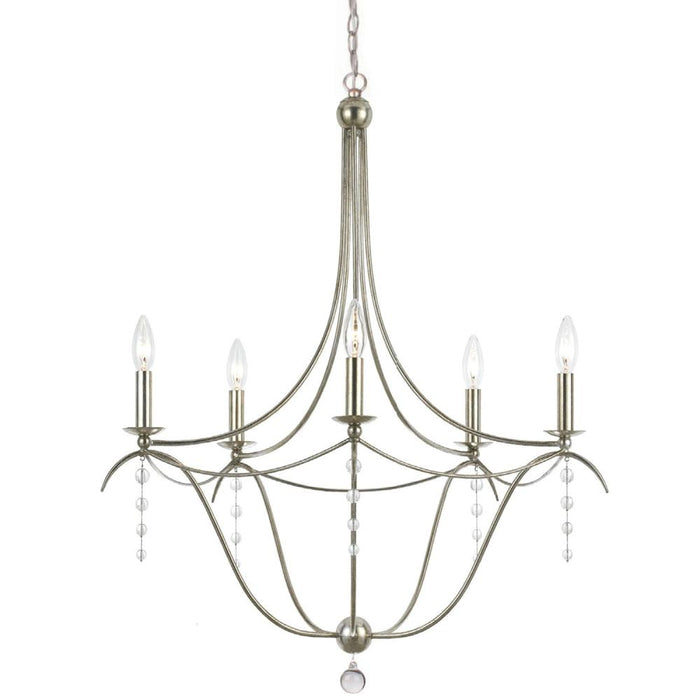 Metro 5 Light Crystal Antique Silver Chandelier
