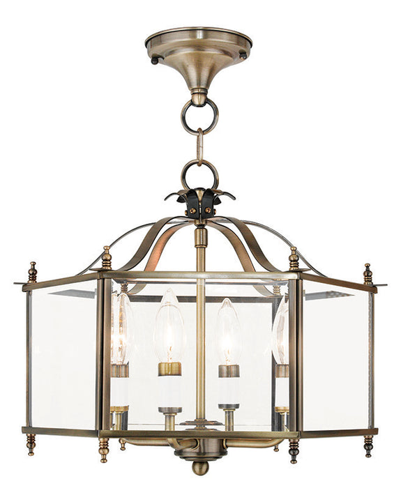 4 Light AB Chain Hang/Ceiling Mount