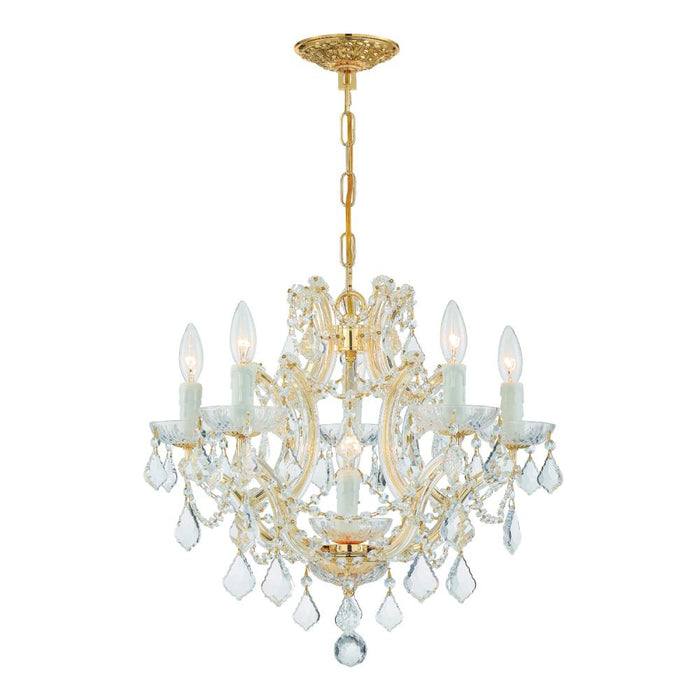Maria Theresa 6 Light Clear Italian Crystal Gold Chandelier